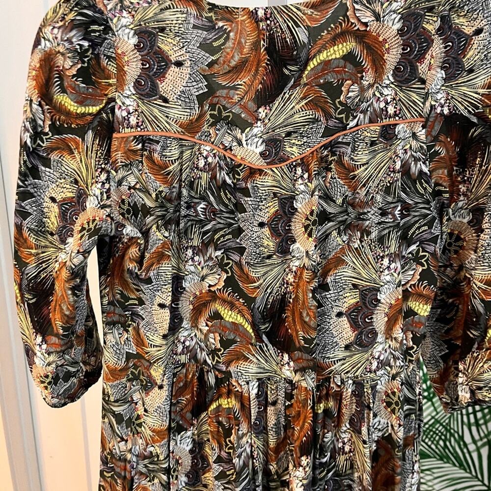 Anthropologie Jaase Feather Print Midi Dress Smal… - image 6